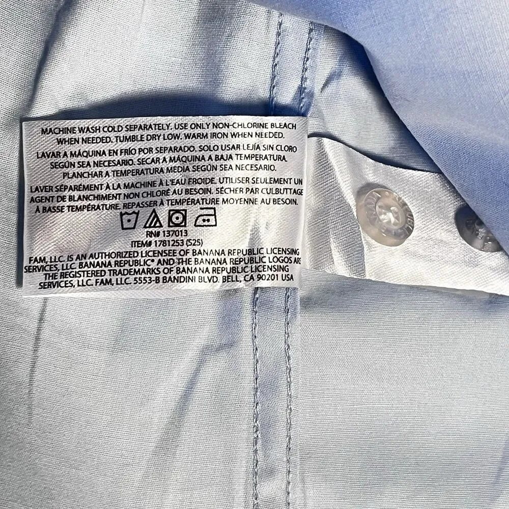 Banana Republic Slim Fit Men's Shirt L. Blue Stretch Poplin Soft Finish XXL New